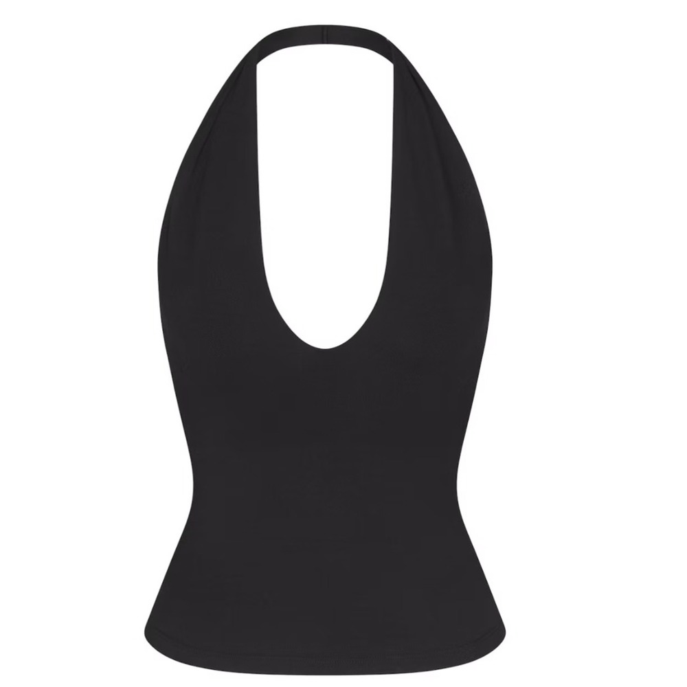 Skims Smooth Layers Halter Top Obsidian Black TP-TNK-11868W Small